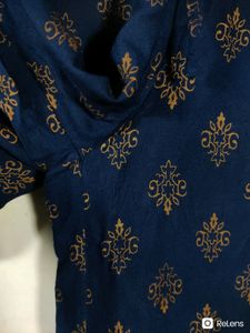 Navy Blue Palazzo with Gold Print