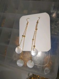 handcrafted Gold Tone Shell Drop Earrings