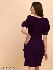 Elegant Puff Sleeve Wrap Dress