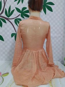 (1059)Peach Tunic Dress
