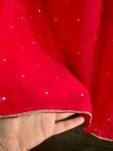 Rose Red Heavy handwork embroidered Sharara Set