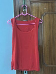 ZARA Polyamide Red Sleeveless Tank Top
