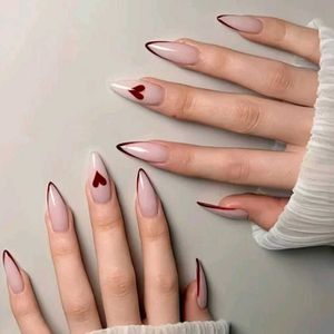 Chic Stiletto Press-On Nails with Heart Design