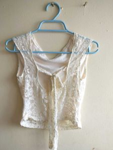 White Lace Crop Top