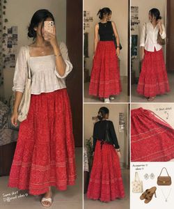 Vibrant Red Bandhani Print Skirt