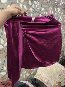 Magenta Wrap Mini Skirt