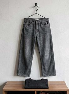 Black Long Sleeve Top &amp; Grey Jeans Set