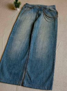Wide Leg Jeans with Chain Detail