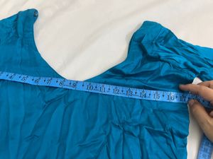 Blue V-Neck Kurta Pant Set