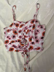 Sunflower Print Smocked Top