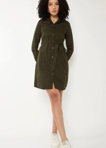 Olive Green Utility Shirt Dress