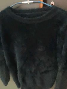 Cozy Black Furry Sweater