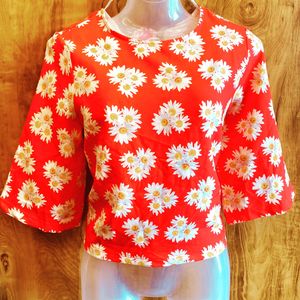 Daisy Print 3/4 Sleeve Top