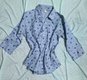 Light Blue Floral Print Shirt