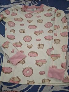 Cute Donut Print Pajama Top