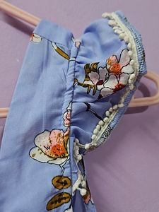 Blue Floral Cinched Waist Top