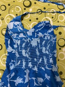 Blue Halter Neck Short Kurti
