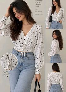 Chic Polka Dot V-Neck Tshirt