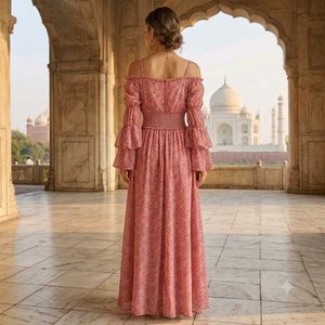 Boho Floral Off-Shoulder Maxi Dress