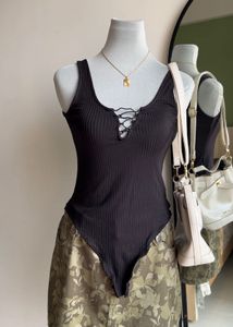 NEGATIVE Ribbed Lace-Up Bodysuit