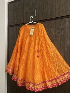girls, Lehenga with pink and gold embroidery