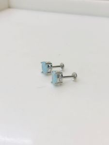 92.5 Silver Blue Diamond Earring Pair