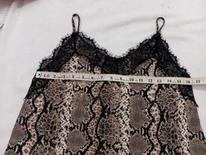 Snake Print Lace Trim Cami Top