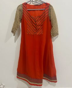 Globus Coral Red A-Line Kurti