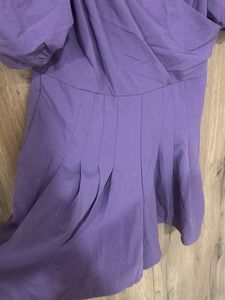 Stylish Purple Puff Sleeve Dress