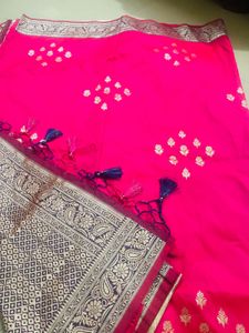 Beautiful Pink Banarasi Silk Saree