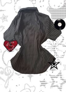 Black Pinstripe Button-Up Shirt