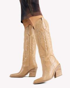 Tan Leather Western Cowboy Boots