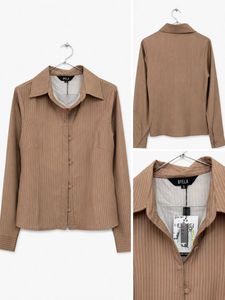 combo Chic Pinstripe Bell Sleeve fitted shirts
