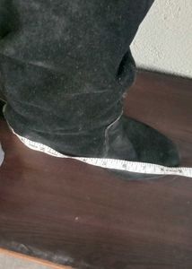 Real suede calf lenght boot