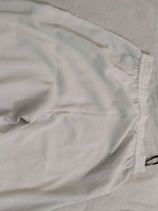 White Wide Leg Pants with Black Stripe