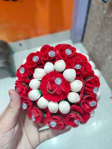 Red Floral Hair Bun Accessory