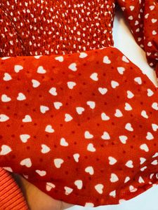 Red Heart Print Peplum Top