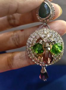 Elegant Green Stone Dangle Earrings With Free 🎁