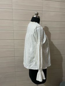 korean Stylish Cream Embroidered Blouse