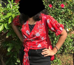Floral Print Wrap Top