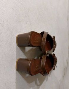 brown marry jane bow sling shoes
