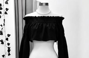 Off-Shoulder Black Crop Top ✨