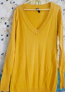 Mustard V-Neck Knit Sweater