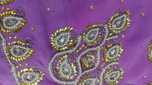 Beautiful Lavender Embroidered Saree with blouse