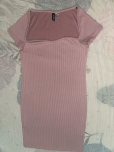 Ribbed Square Neck Mini Dress