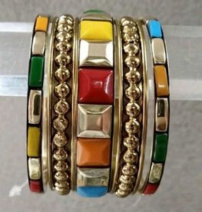 Boho Multicolored Stone Bangles Set