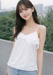 White Eyelet Ruffle Camisole Top