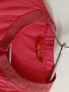 Pink Cotton Kurta Solid