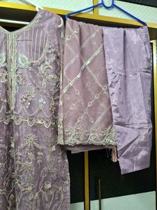 Lavender Embroidered Kurta Set