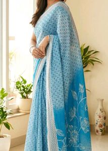 Beautiful Blue Floral Saree